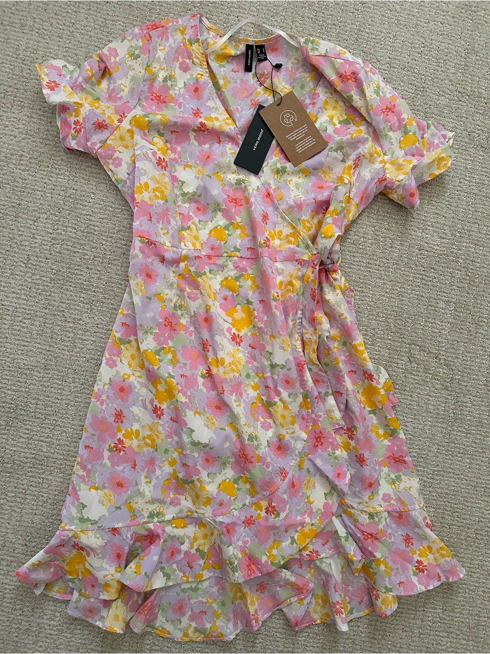 Vero Moda Pink, Yellow & Soft Green Floral Dress